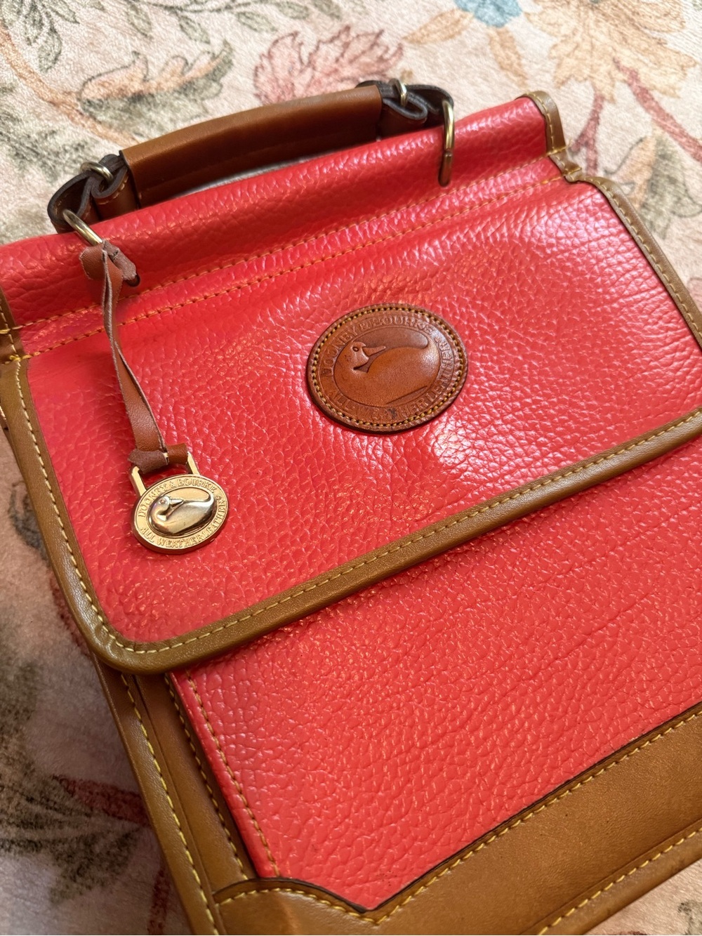 Dooney & Bourke Red and Brown Leather Messenger Bag - Picture 2 of 15